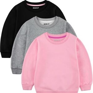 Kids Sweatshirt Trio - Pink, Gray, and Black